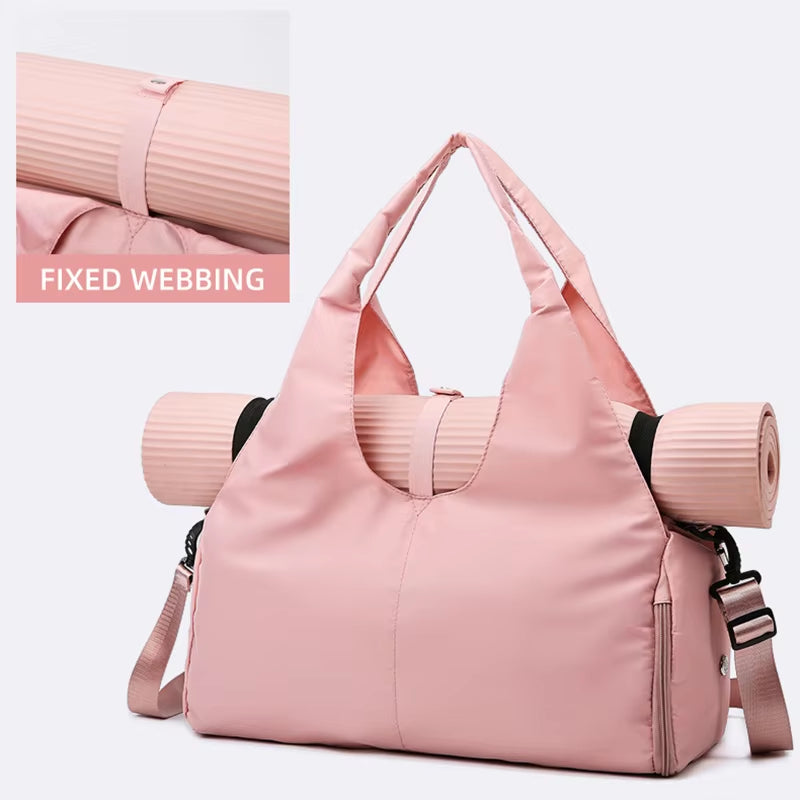 Yoga Mat Gym Bag for Women Sports Handbags Travel Fitness Tote Bag Yoga Swimming Shoulder Bag Large Capacity with Shoulder Strap